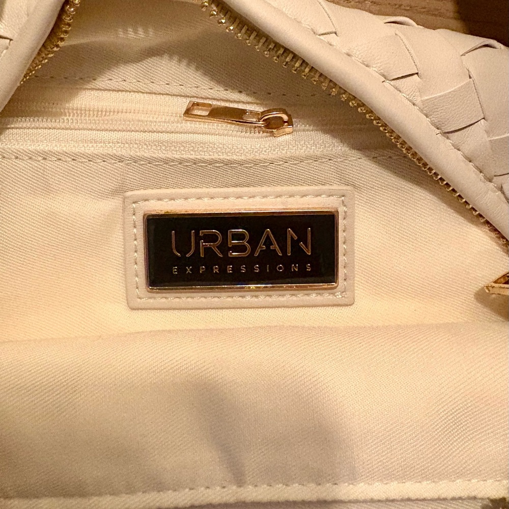 Urban Expressions- Woven Handle Shoulder Bag - Cream - Picture 2 of 5